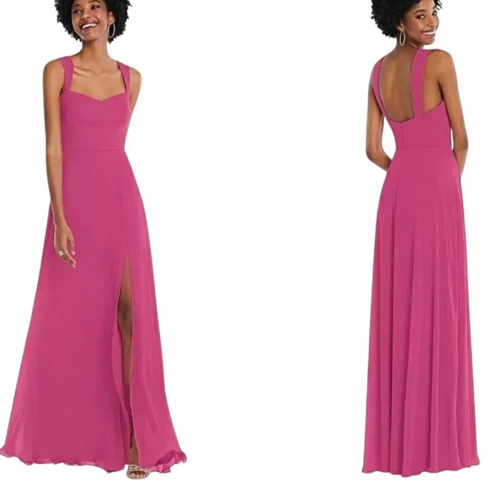 NEW After Six Contoured Wide Strap Sweetheart Maxi‎ Dress Tea Rose/Pink Size 10